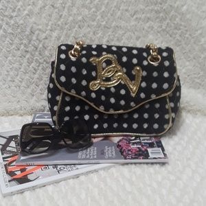 Betseyville B/W Polka Dot Gold Chain Handbag